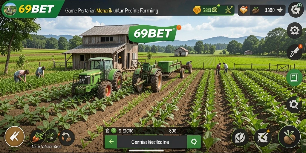 Tampilan gameplay 69BET dengan aktivitas bertani yang menyenangkan.