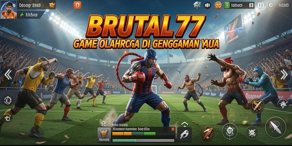Tangkapan layar BRUTAL77 menunjukkan aksi seru dalam permainan olahraga.