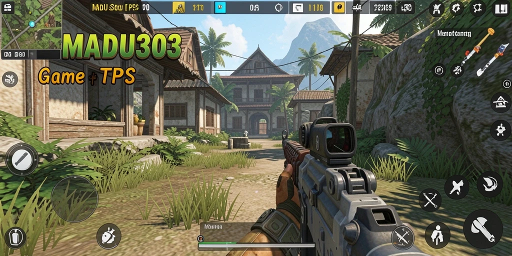 Tampilan gameplay intens dalam MADU303 dengan aksi tembak-menembak yang mendebarkan.