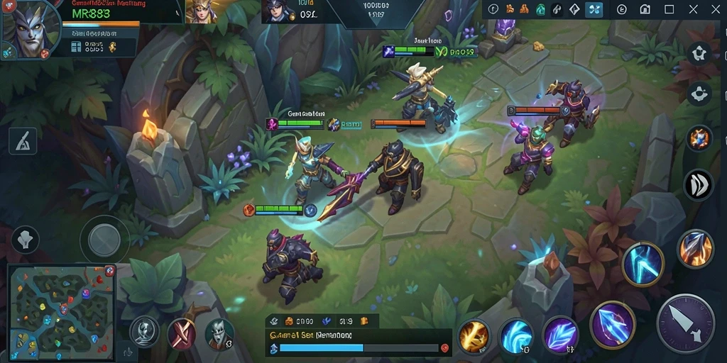 Tampilan gameplay MOBA yang dinamis dan menarik.